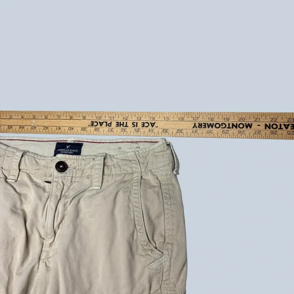 American Eagle Mens Khaki Cargo Shorts Tan Cotton Utility Size 30 1264